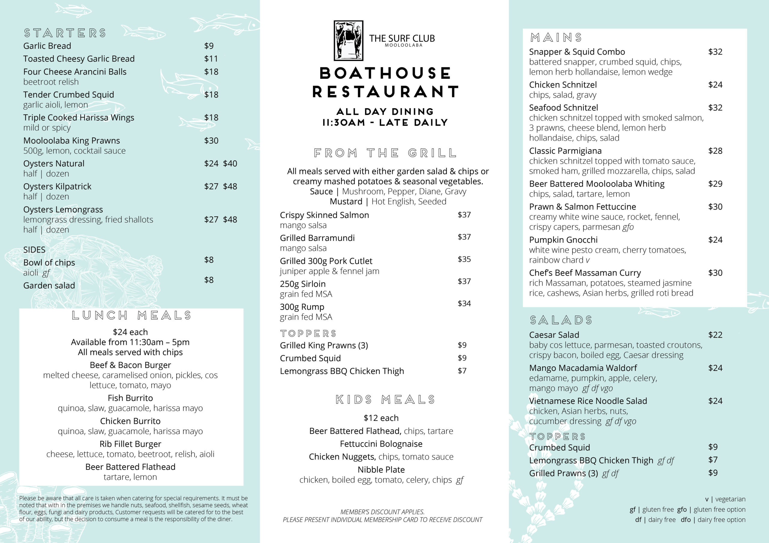 mooloolaba yacht club menu